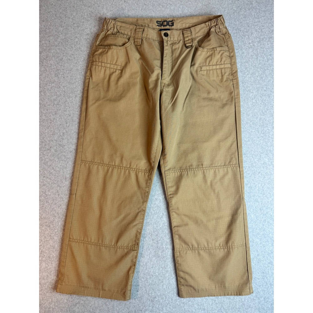 SOG Mens Tactical Ripstop Pants Khaki Tan Utility Work Trousers 34x30 Style 5562 - Picture 4 of 7